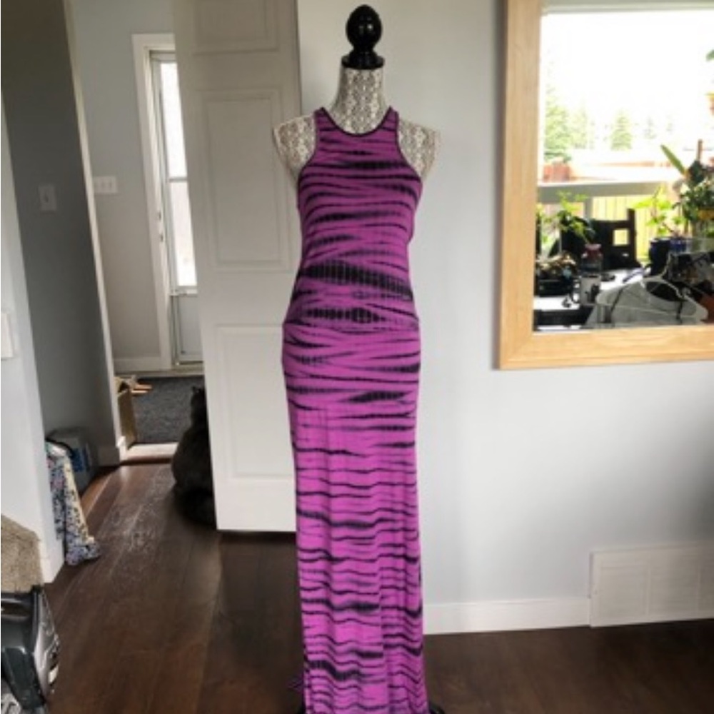 Vintage Halter Maxi Dress. Crochet Back. Small